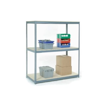 Wide Span Rack 48Wx24Dx60H, 3 Shelves Wood Deck 1200 Lb Cap. Per Level, Gray